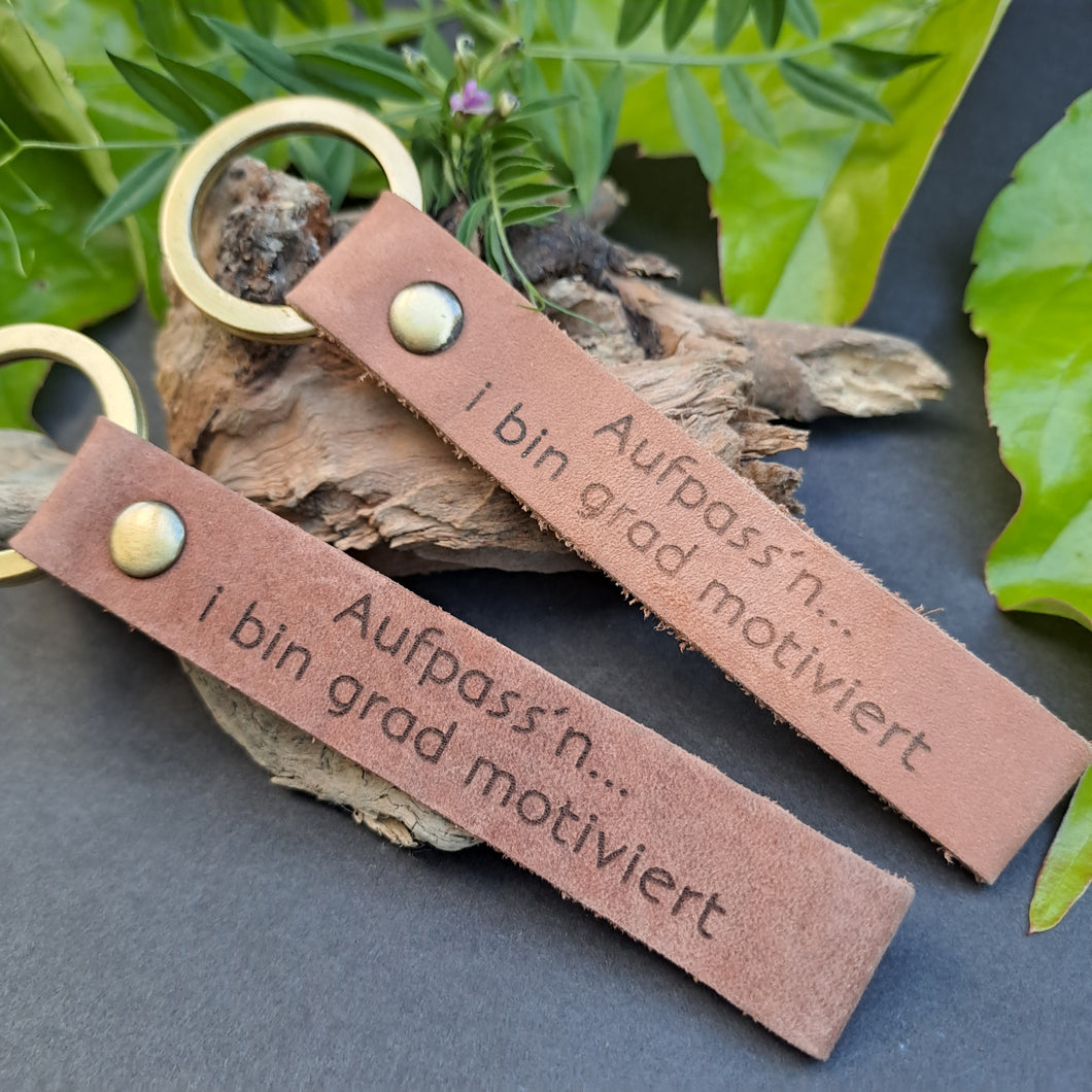 Lederband Schlüsselanhänger bayrische Sprüche 
