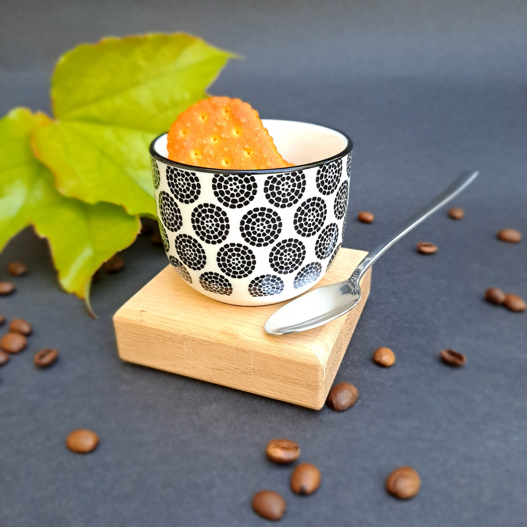 Espresso Gedeck schwarz weiß Kreise mit 